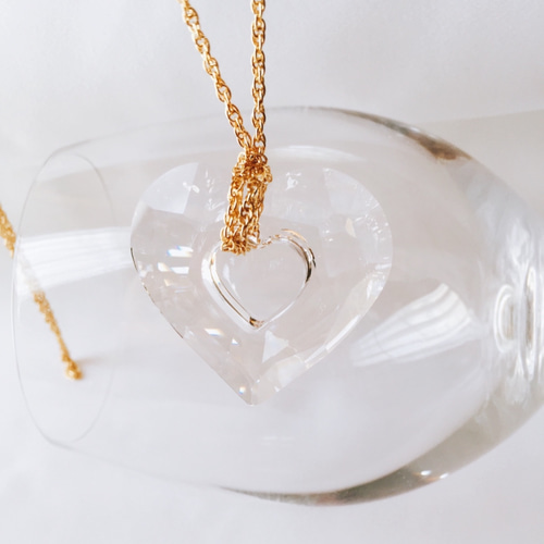 Crystal*Swarovski クリスタル 大人 ハート ロング ネックレス
