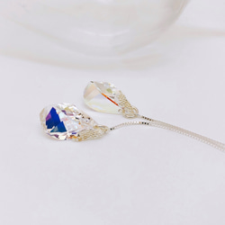 swarovski ドロップ × アメリカン チェーン ピアス/sv.925 2枚目の画像