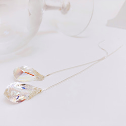 swarovski ドロップ × アメリカン チェーン ピアス/sv.925 6枚目の画像