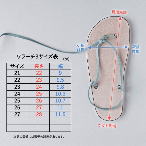 歩くためのサンダル。ワラーチ３革底　【紐1+1セット付き】 5枚目の画像