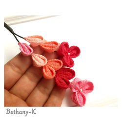 受注≪可愛すぎる下がり単品≫桜×ローズピンク×鮭×赤珊瑚色のつまみ細工　BETHANY- K_ベサニK製作所 3枚目の画像