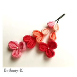 受注≪可愛すぎる下がり単品≫桜×ローズピンク×鮭×赤珊瑚色のつまみ細工　BETHANY- K_ベサニK製作所 4枚目の画像