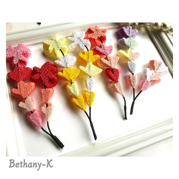 受注≪可愛すぎる下がり単品≫桜×ローズピンク×鮭×赤珊瑚色のつまみ細工　BETHANY- K_ベサニK製作所 6枚目の画像