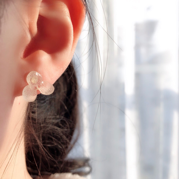 繡球花簡單耳環-PC003-W 第1張的照片