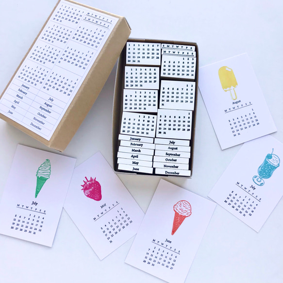 万年使える！ミニカレンダー ラバースタンプセット はんこ・スタンプ