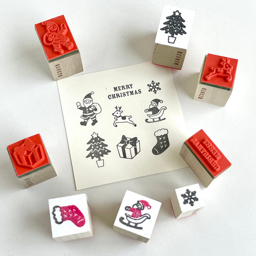 サンタとツリーのクリスマスラバースタンプセット はんこ・スタンプ