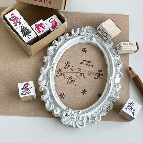 サンタとツリーのクリスマスラバースタンプセット はんこ・スタンプ