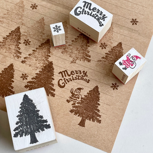 サンタとツリーのクリスマスラバースタンプセット はんこ