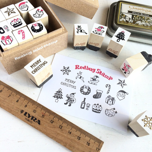 消しゴムはんこNo.313 クリスマス① 消しゴムはんこ リース クリスマスモチーフはんこ2個セット