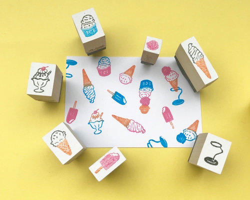 消しゴムはんこNo.160  ちびくまとレモンアイス 消しゴムはんこNo.160 ちびくまとレモンアイス 文房具