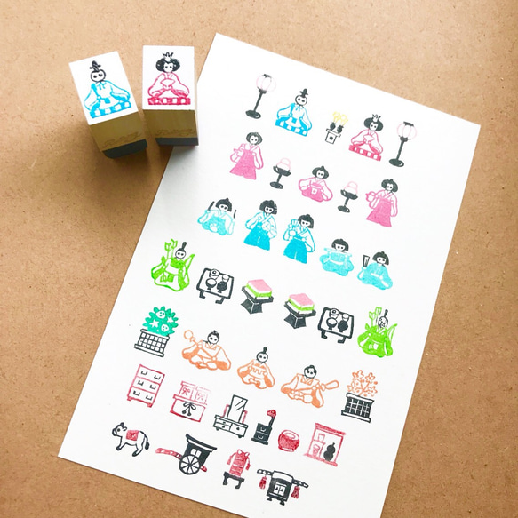 七段飾りの雛人形の消しゴムはんこセット【受注販売】 はんこ