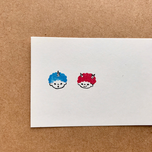 赤鬼と青鬼の消しゴムはんこ 2枚目の画像