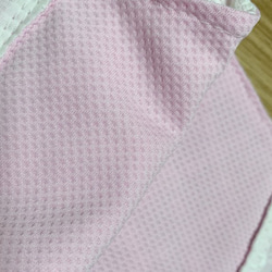 【ひんやり持続】接触冷感UVcutの夏マスク　スクエアレース柄とcoolピンク 2枚目の画像