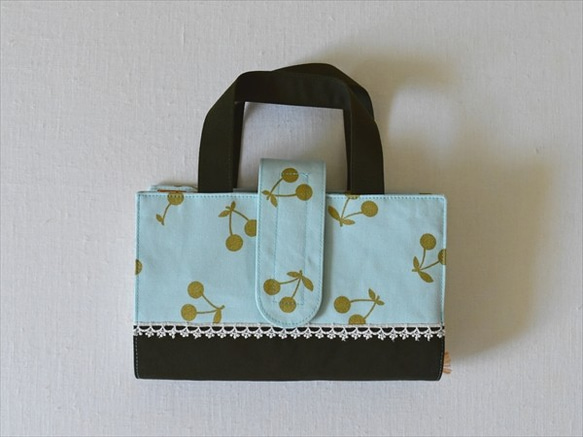 看護学生のための筆記用具が5本収納できるレビューブックカバー（さくらんぼ／ミントグリーン） 人気・おすすめ｜安定人気・収納便利におすすめ 丁寧対応 配送追跡可 国内発送・保証制度対応