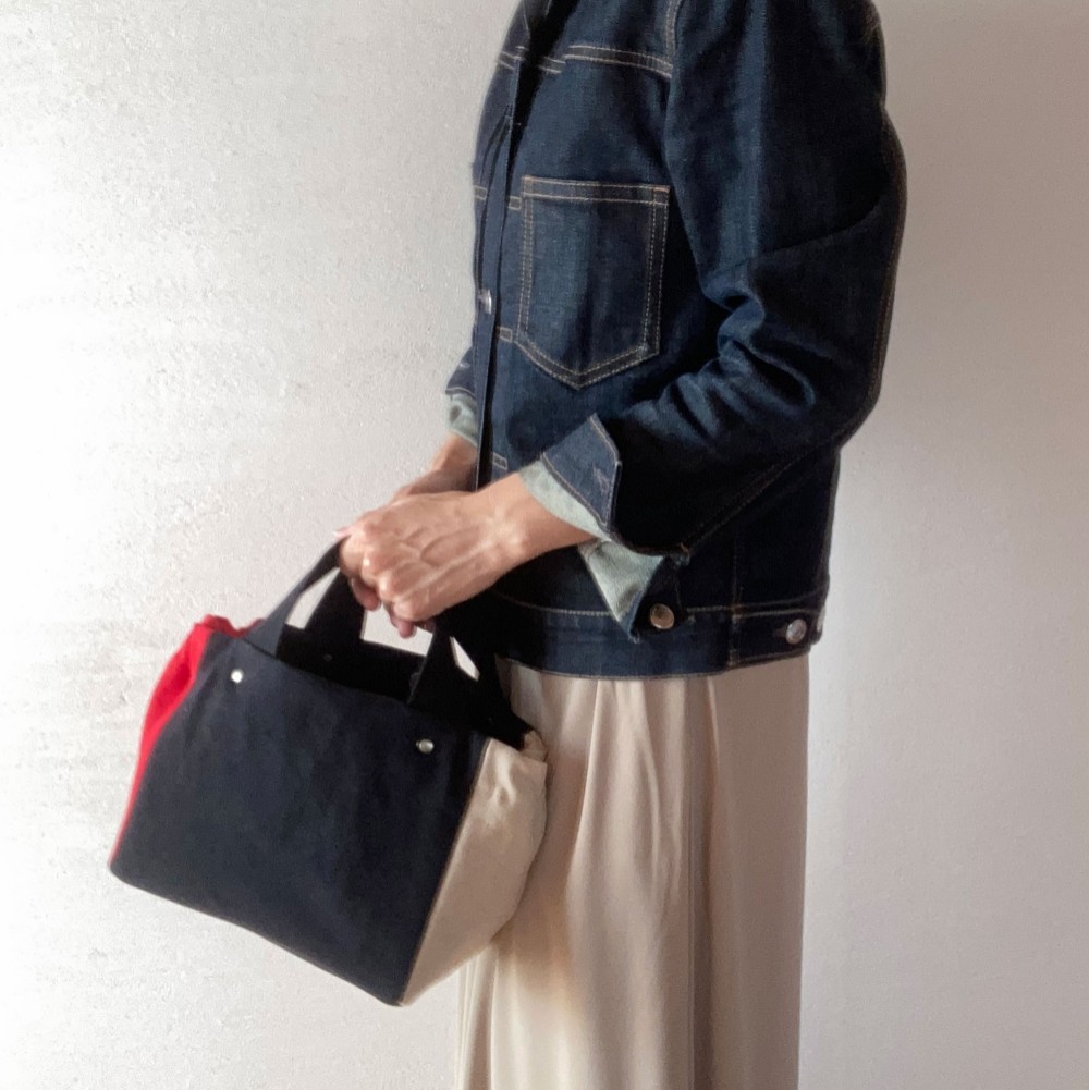 ギャザートート：Colors*Mini（ブラック＆R*I）