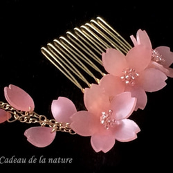 コーラルピンクの桜のヘアコーム 1枚目の画像