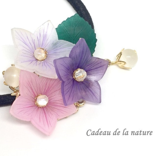 三色の桔梗(ききょう)のヘアゴム ヘアゴム nature 通販 6142550