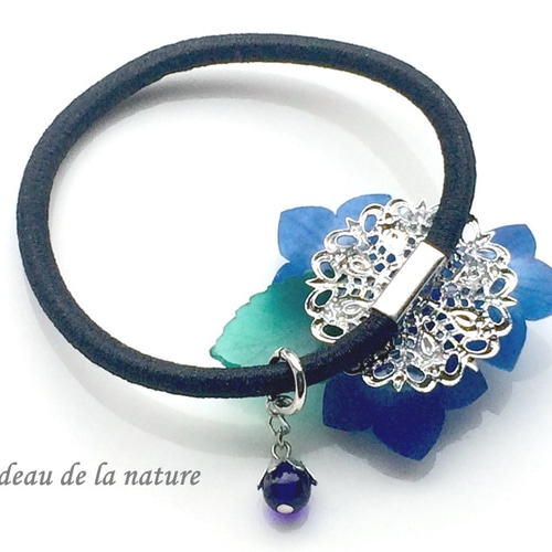 桔梗(ききょう)のヘアゴム[紺] ヘアゴム nature 通販 7891392｜Creema