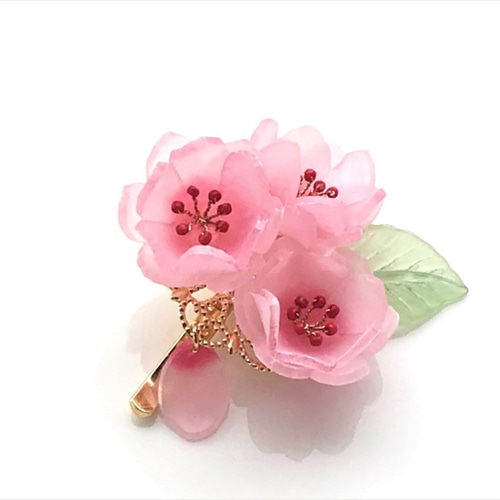 桃の花（モモの花）のポニーフック [八重咲き] その他ヘアアクセサリー