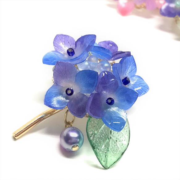 紫陽花のポニーフック(ブルー系) 1枚目の画像