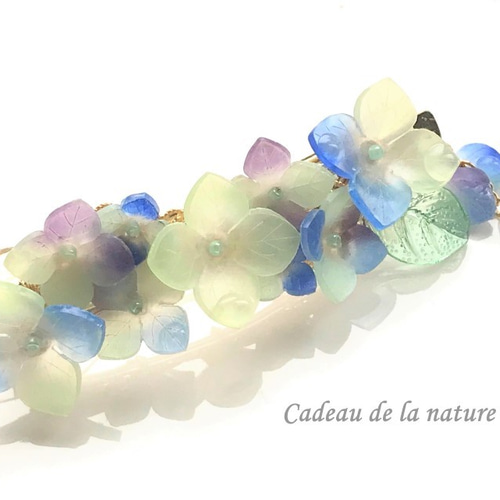 紫陽花のバレッタ（緑・紫・青/8㎝） バレッタ nature 通販 9719096