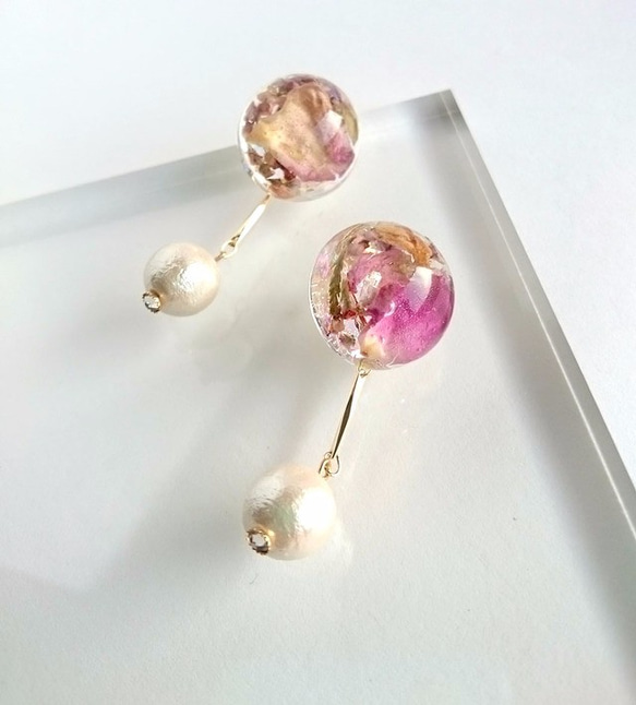 flower petal♡ピアス～rose pink～ 1枚目の画像