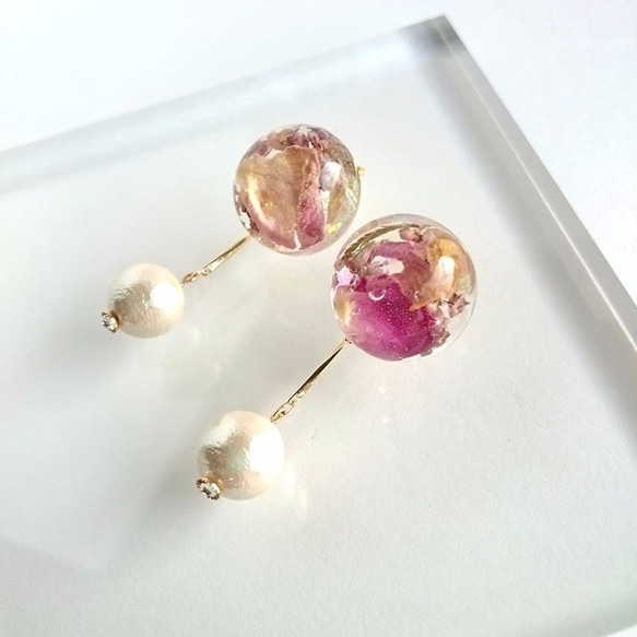 flower petal♡ピアス～rose pink～ 3枚目の画像