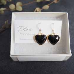 【再販売】七宝焼 14kgf♡ Black Hearts ピアス 1枚目の画像