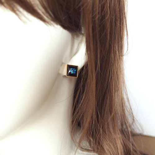 七宝焼 花火ピアス～blue～ ピアス（スタッド・一粒） mio min