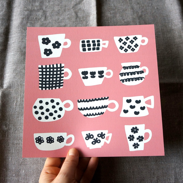 「 happy mug (pink) 」20cm角ポスター 2枚目の画像