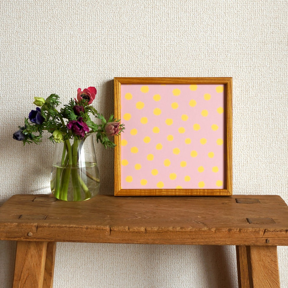 「mimosa dot（lavender & yellow）」20cm角ポスター 7枚目の画像