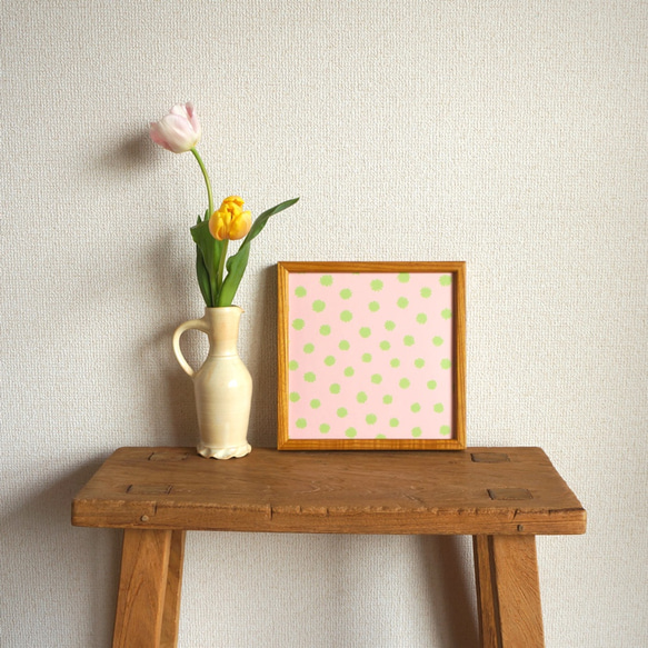 「mimosa dot（sakura & green tea）」20cm角ポスター 1枚目の画像