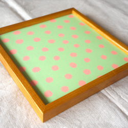 「mimosa dot（green tea & coral）」20cm角ポスター 2枚目の画像