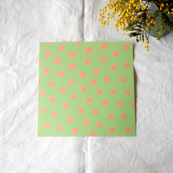 「mimosa dot（green tea & coral）」20cm角ポスター 3枚目の画像