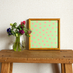 「mimosa dot（green tea & coral）」20cm角ポスター 6枚目の画像