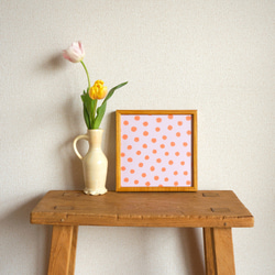 「mimosa dot（lilac & orange）」20cm角ポスター 1枚目の画像