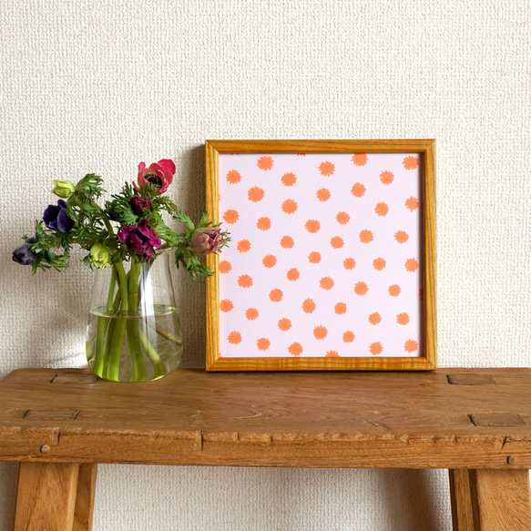 「mimosa dot（lilac & orange）」20cm角ポスター 6枚目の画像