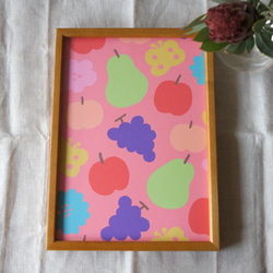「花と果実と蝶模様（ピンク）」A4ポスター 5枚目の画像