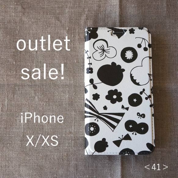 【 outlet sale ! 】iPhone X/XS ＊帯なし手帳型＊スマホケース＜41＞ 1枚目の画像