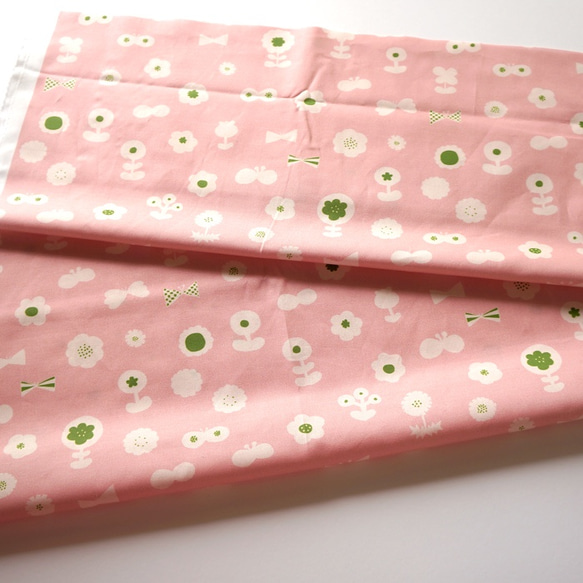 【105×57cm】Kona® コットン　flower garden（pink-green-milk） 4枚目の画像