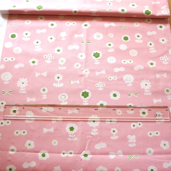 【105×57cm】Kona® コットン　flower garden（pink-green-milk） 6枚目の画像