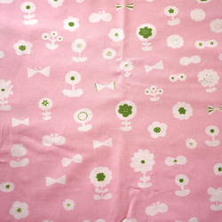【カットクロス】flower garden（pink-green-milk）Kona®コットン生地（52cm×50cm） 7枚目の画像