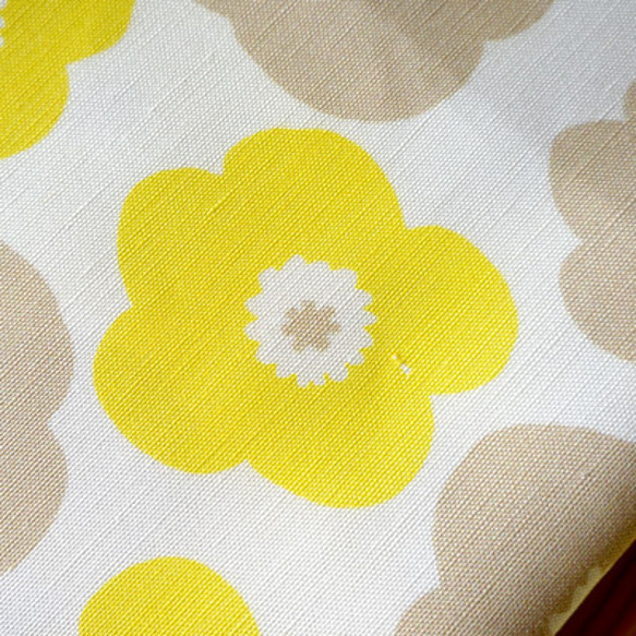 【カットクロス】popy （yellow-baige grey）リネンコットン ファブリック（幅67cm×長さ50cm） 9枚目の画像