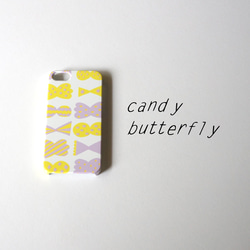 【iPhone/Android】側表面ハード型＊candy butterfly(yellow×smoky purple) 1枚目の画像