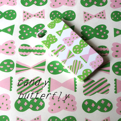 【iPhone/Android】側表面印刷＊ハード＊スマホケース＊candy butterfly(pink×green) 2枚目の画像