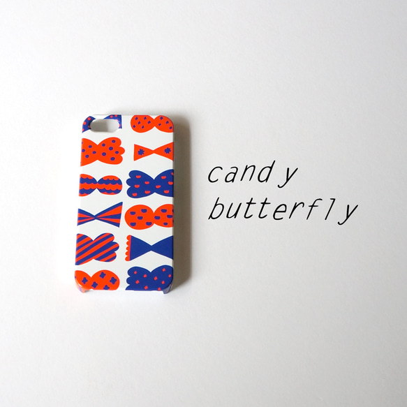 【iPhone/Android】側表面印刷＊ハード＊スマホケース＊candy butterfly(red × blue) 1枚目の画像