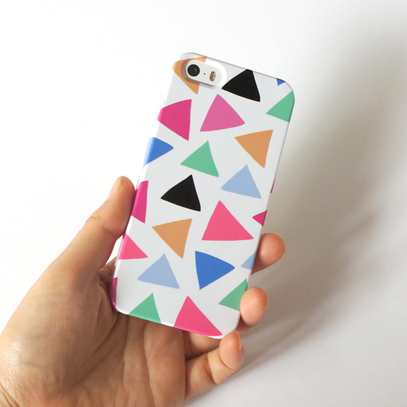 【iPhone/Android】側表面印刷＊ハード型＊スマホケース「cheerful triangle(pink)」 2枚目の画像