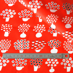 【オーガニックコットン サテン】 flower base- small（red）98cm単位（幅142cm）：受注生産 4枚目の画像