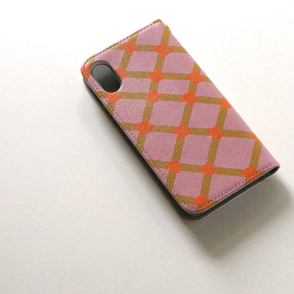 【iPhone 専用タイプ】帯なし＊手帳型＊スマホケース「check & tulip ( dusty pink )」 8枚目の画像