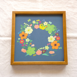 「春のリース（紺色）」20cm角ポスター 3枚目の画像